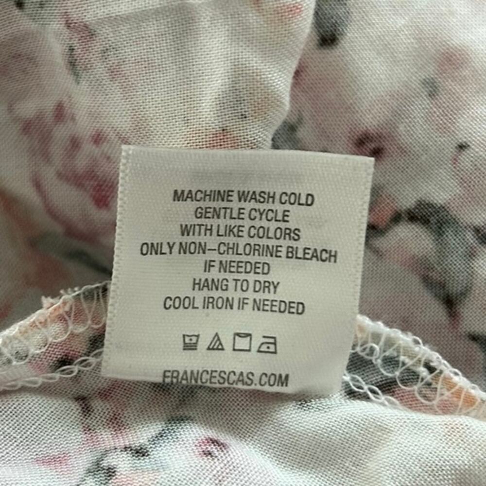 Mi Ami Francesca's Floral Peplum Blouse L Puff Sleeve Tie Back Cottagecore - Picture 8 of 8